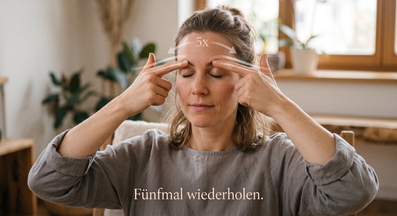 Akupressur am inneren Anfang der Augenbraue
